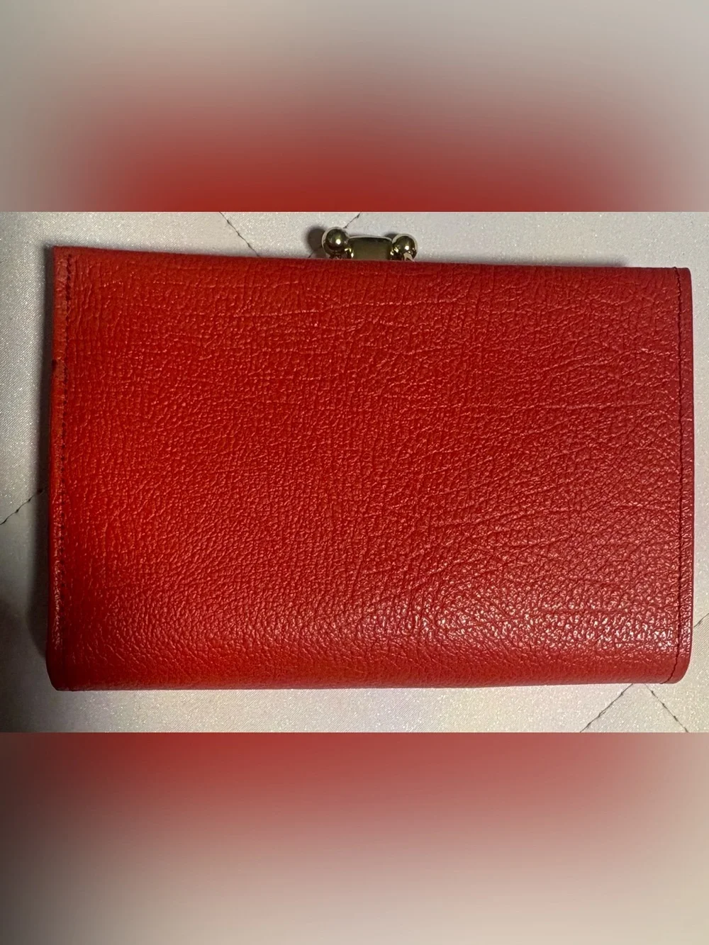 Vintage VTG Lady Buxton Red Pebbled Genuine Leather Kiss Lock Clutch Wallet